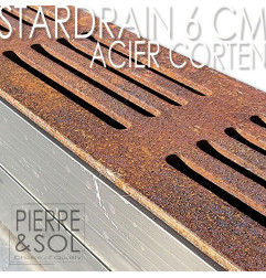 Caniveau étroit 6,5 cm Grille acier corten - StarDrain LINE  ECO