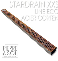 Abfluss XXS MINI L 6,5 cm Cortenstahlgitter - StarDrain - LINE ECO