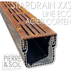 Dreno XXS MINI L 6,5 cm Grade de aço Corten - StarDrain - LINE ECO