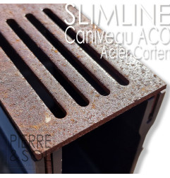 Caniveau étroit 6 cm Grille acier corten - SLIMLINE - ACO