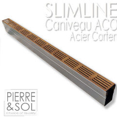 Caniveau étroit 6 cm Grille acier corten - SLIMLINE - ACO