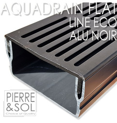 Canal plano H 5 cm grade de alumínio PRETO - AquaDrain - FLAT - LINE ECO