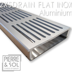 Grondaia grande in acciaio inox Altezza 2 cm - 2XSDRAINFLAT EASY Griglia in alluminio - LINEA ECO